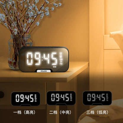 SPEAKER JAM Bluetooth Q5 Q9 LED Alarm Clock + Phone Stand Holder Digital Display Smart Portable Kaca