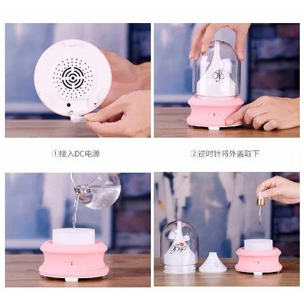 Diffuser + Lampu Tidur Air Humidifier Aromatherapy Bunga Aroma Alat Uap Pengharum Pelembab Ruangan