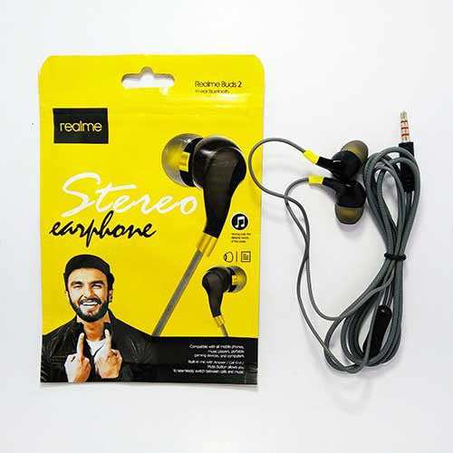 Headset Realme Buds 2 RMA 103 Stereo HD Sound Quality In-ear Earphone Mic Jack 3.5mm Handsfree Kabel