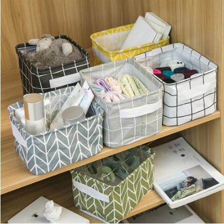 Keranjang Lipat Storage Box Organizer Kanvas Kotak Penyimpanan Tempat Wadah Aksesoris Mini Multifungsi Lucu