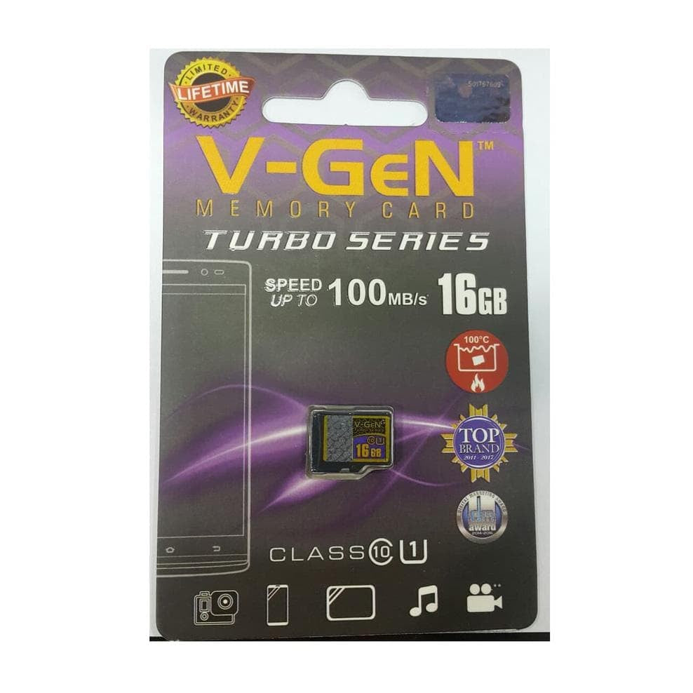 Micro SD V-GEN 16GB Class 10 ORIGINAL 100MB/S Memory Card Turbo Series Vgen C10 MMC Microsd Garansi