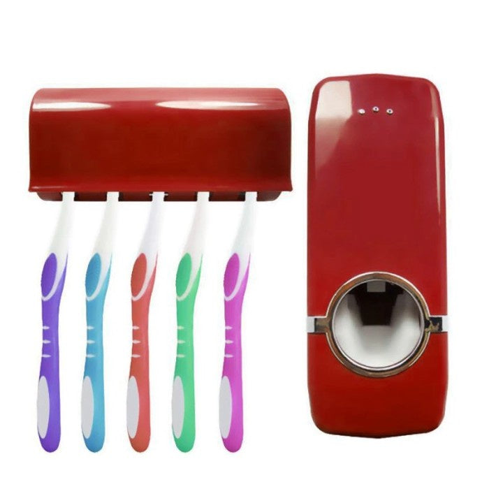 Dispenser Odol Tempat Sikat Gigi TOUCH ME Rak ToothPaste & Brush Set WHITE Otomatis Pasta Holder