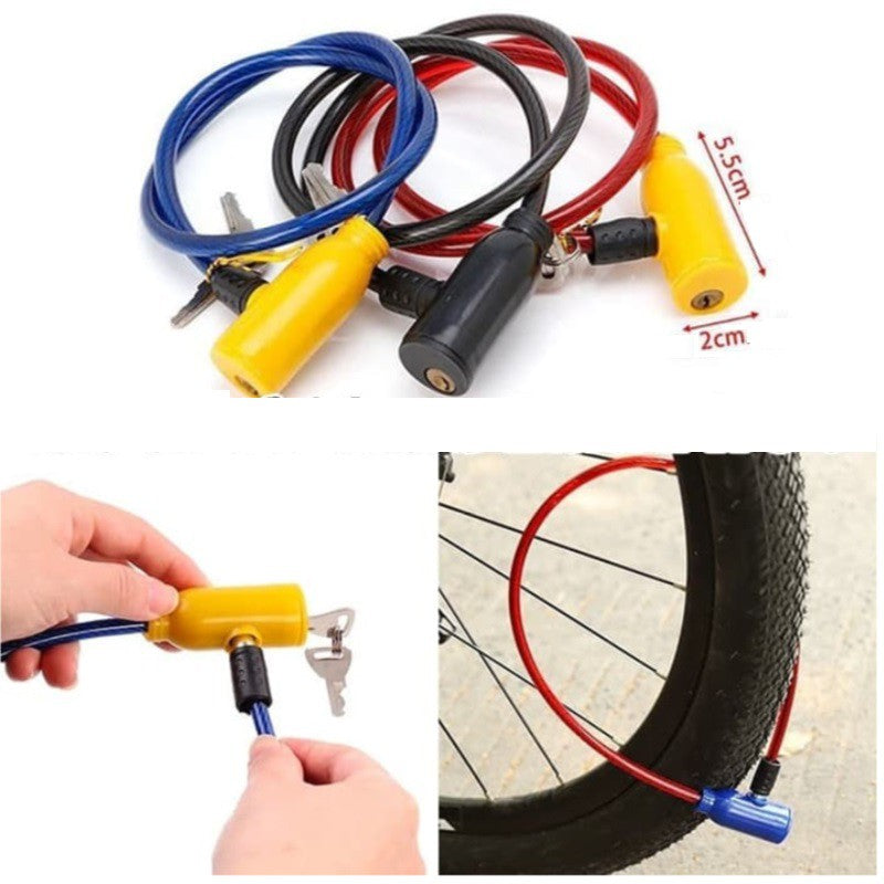 Kunci Gembok Sepeda Motor Cable Lock Plastik Tebal Pengaman Helm Pagar Ban Besi Road Bike Alat Key