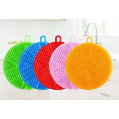 Spons Cuci Piring Silikon Serbaguna Spon Sponge Silicone Busa Alat Dishwashing Sikat Bulat Warna