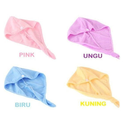 Handuk Keramas Pengering Rambut Microfiber / Hair Drying Towel Cap Handuk Kepala Keramas Turban Serat Micro Pembungkus Rambut Basah Cepat Kering Quick Dry Dryer