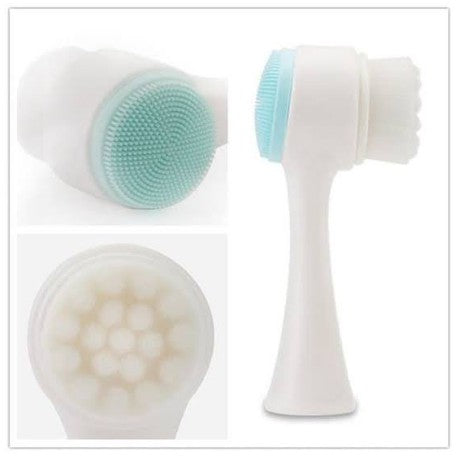 Alat Cuci Muka 2in1 Facial Cleansing Brush Silicone Sikat Pembersih Wajah Pori 2 Sisi Bulu Lembut Halus Silikon