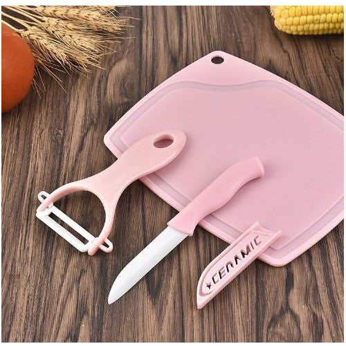 PISAU SET 3in1 CERAMIC ( TALENAN + PEELER BUAH + PISAU ) Keramik Fruit Knife Bahan Stainless Steel Tajam Alat Dapur Kupas Sayur Pengupas Kitchen Hadiah Souvenir Pindahan Rumah Baru Pindah Genggaman Ergonomis Piknik Kemah Travelling Mofan Accessories Acc