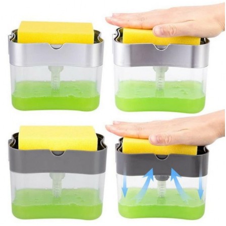 Dispenser Sabun Cair Cuci Piring Soap Pump Sponge Caddy / Tempat Wadah Sabun Cuci