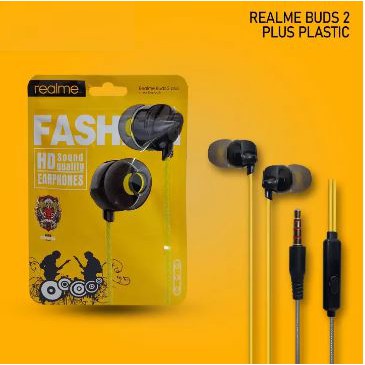 Headset Realme Buds 2 Plus In-ear Handsfree Earphone Stereo HD Sound Quality Earphones Suara Bening