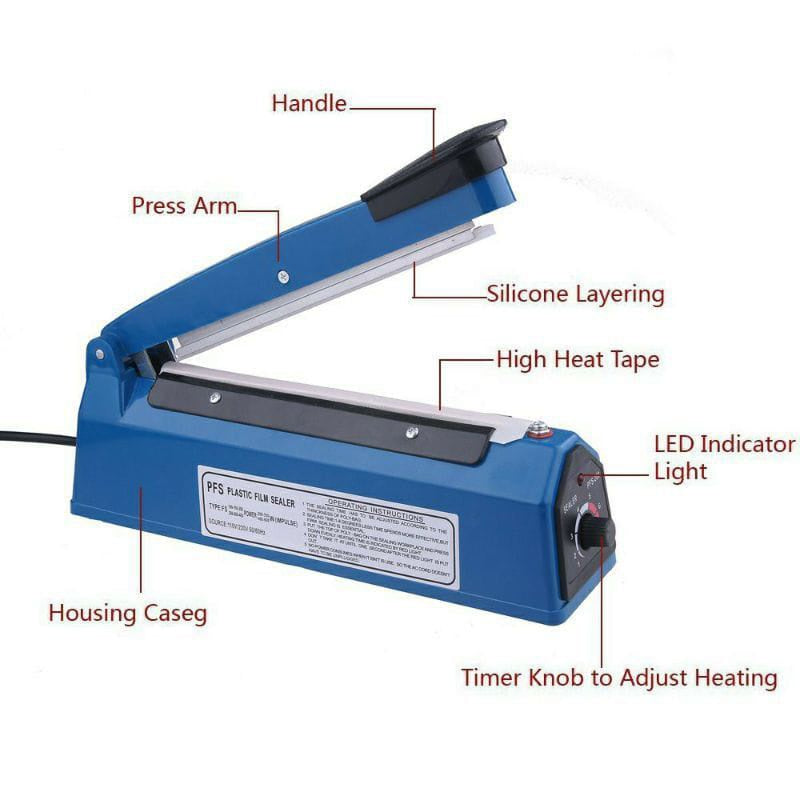 Alat Press Plastik Impulse Sealer PFS-200 20Cm / Mesin Perekat Plastik Kemasan Elektrik / Hot Sealing Pengemas Makanan Pemanas Plastik 200Mm