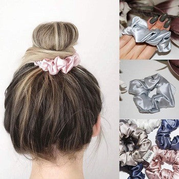 Ikat Rambut Scrunchie Satin Silk IMPORT Korea Hairband Kunciran Cepol Hijab Aksesoris Fashion Wanita