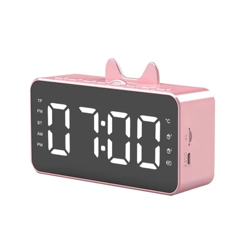 SPEAKER JAM Bluetooth Q5 Q9 LED Alarm Clock + Phone Stand Holder Digital Display Smart Portable Kaca