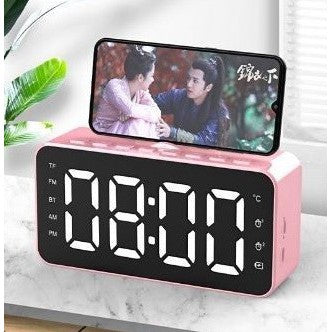 SPEAKER JAM Bluetooth Q5 Q9 LED Alarm Clock + Phone Stand Holder Digital Display Smart Portable Kaca