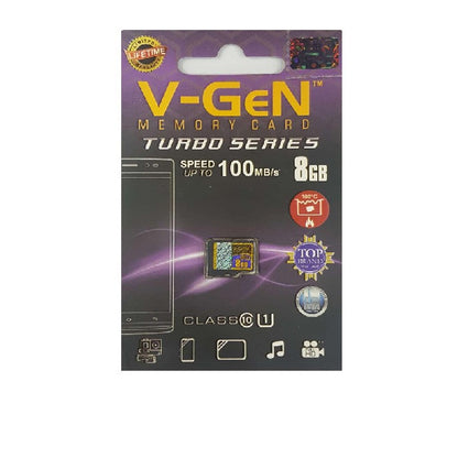 Memory Card V-GEN 8GB Class 10 Turbo Series 100Mb/s Micro SD Original Vgen MMC Microsd Bergaransi