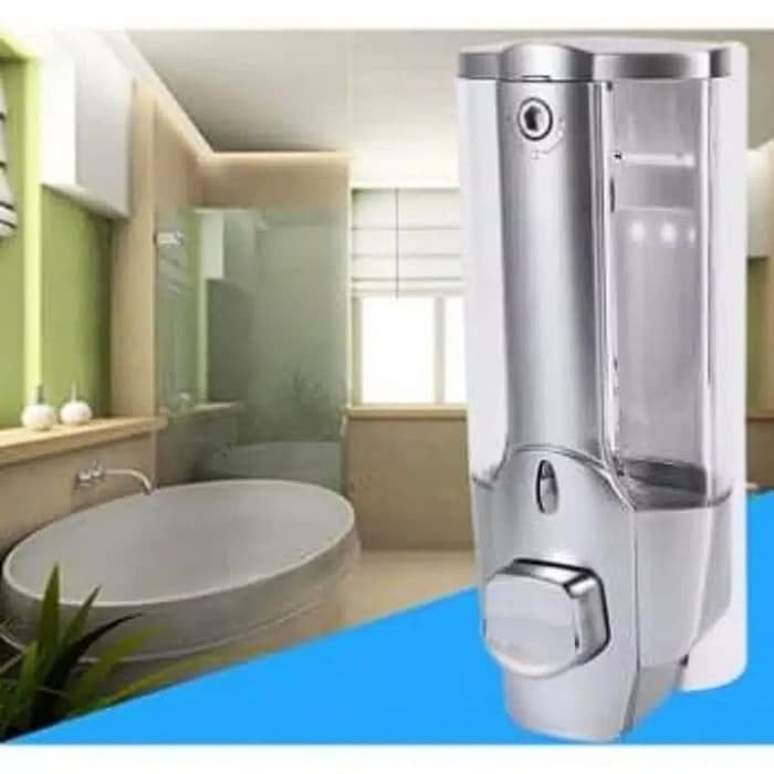 Dispenser Sabun Cair 1 Tabung 350ml Tempat Botol Isi Ulang Soap Single Lock Sanitizer Tempel Dinding Gantung