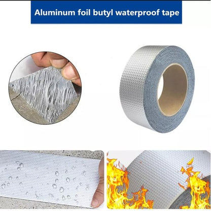 Lakban Anti Air Anti Bocor / Aluminum Foil Tape Butyl Super Waterproof Silicone / Lem Perekat Tahan Panas Mengatasi Darurat Bocor Atap Dinding Tembok Rembes Tambal Lubang Solasi Perekat Kuat