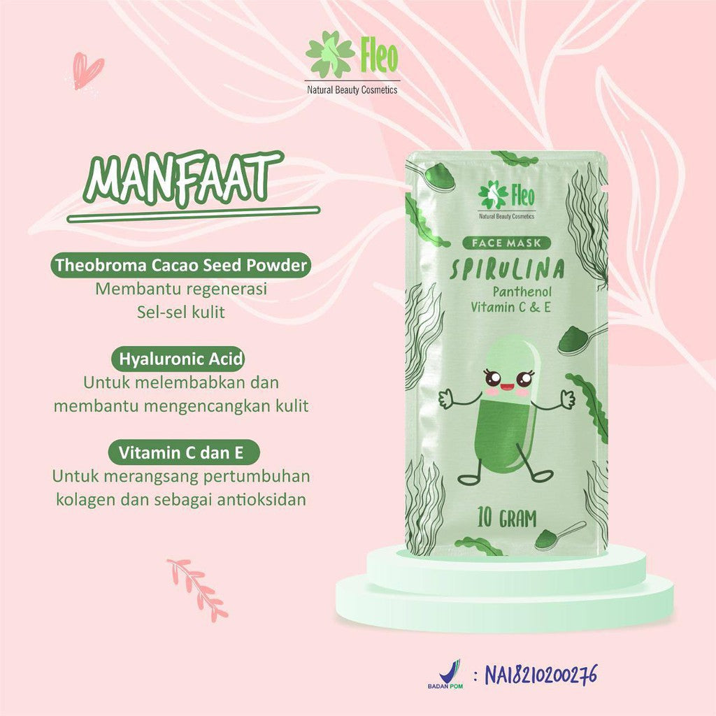 Masker Wajah Organik FLEO Face Mask 10Gr Bubuk Powder Original BPOM Vitamin C E Jerawat Kulit Kering