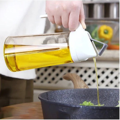 Botol Kaca Minyak Goreng 630ml / Bottle Oil Pot 630 ml Wadah Tempat Penyimpanan Bumbu Dapur Cuka Masak Kecap Asin Manis Saus Minyak Wijen Dengan Tutup Otomatis Automatic Multifungsi Anti Tumpah