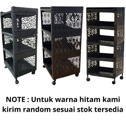 Rak 4 Susun Dengan Roda Plastik Yoyo / Tempat Penyimpanan Dapur Kamar Mandi Ruang tamu Serbaguna / Rak Apartement 4 Tingkat Layer / Storage Rack Minimalis Trolly Jalan Mini Makanan Snack Organizer