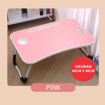 Meja Belajar Lipat Ukuran Besar / Folding Table Dengan Slot Tempat Buku Hp Gelas Botol Anti Air Meja Mini Anak Kerja Menulis Gambar Mewarnai Main Lantai Laptop Serbaguna / Alat Perlengkapan Sekolah Kantor PAUD SD SMP SMA Super Kokoh Board