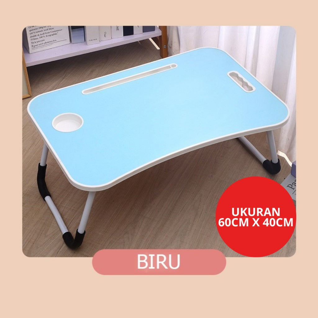 Meja Belajar Lipat Ukuran Besar / Folding Table Dengan Slot Tempat Buku Hp Gelas Botol Anti Air Meja Mini Anak Kerja Menulis Gambar Mewarnai Main Lantai Laptop Serbaguna / Alat Perlengkapan Sekolah Kantor PAUD SD SMP SMA Super Kokoh Board