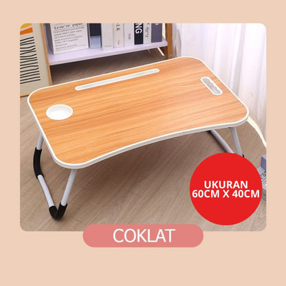 Meja Belajar Lipat Ukuran Besar / Folding Table Dengan Slot Tempat Buku Hp Gelas Botol Anti Air Meja Mini Anak Kerja Menulis Gambar Mewarnai Main Lantai Laptop Serbaguna / Alat Perlengkapan Sekolah Kantor PAUD SD SMP SMA Super Kokoh Board