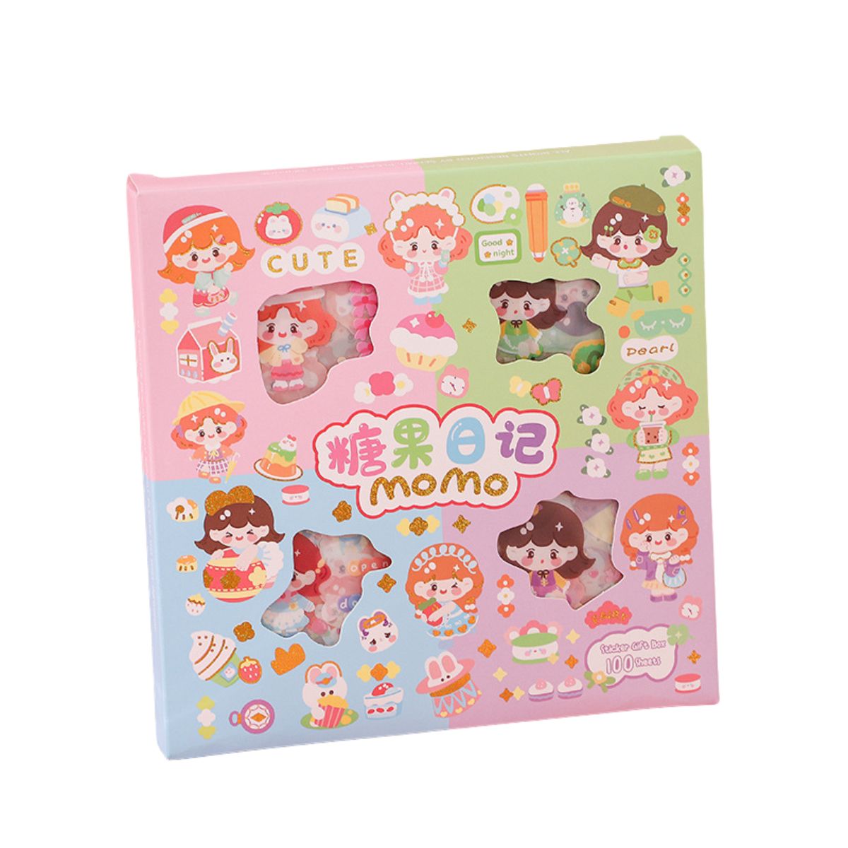 Sticker Momo Motif Kartun 2D Isi 100 Lembar Anti Air / Stiker Tempelan Hiasan Botol Minum Hias Buku Diary Scarpbook Case HP Aesthetic Lucu / DIY Korean Sticker Cartoon 100 Sheets Untuk Hadiah Anak Pacar Teman Kids Cute Tempel Karakter