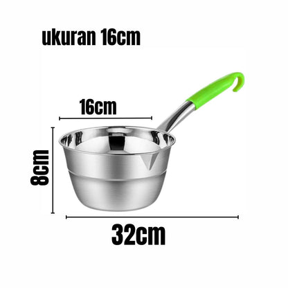 Panci Stainless Gagang Warna Milk Pot Frypan Mpasi 16cm 18cm Wajan Masak Soup Rebus Mie Anti Lengket