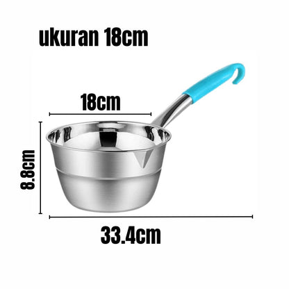 Panci Stainless Gagang Warna Milk Pot Frypan Mpasi 16cm 18cm Wajan Masak Soup Rebus Mie Anti Lengket