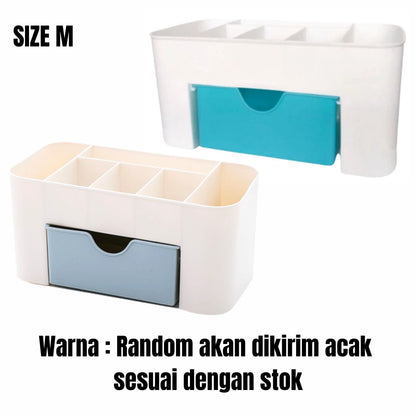 Rak Kosmetik Laci Makeup / Kotak Tempat Penyimpanan Storage Box Organizer Serbaguna Remote TV AC Brush Make Up Lipstik Aksesoris /  Plastik Wadah Perhiasan Kutek Parfum Gunting Makeup Sekat