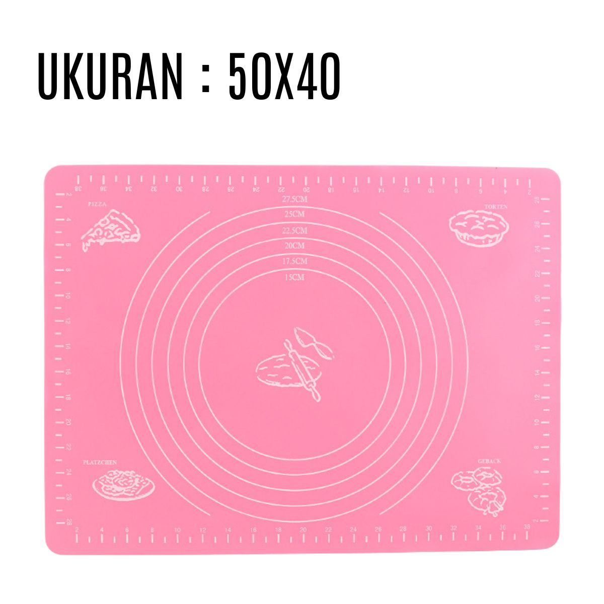 Alas Adonan Kue Silikon 40x50Cm Anti Lengket Baking Mat Tatakan Giling Roti Donut Pizza Silicone