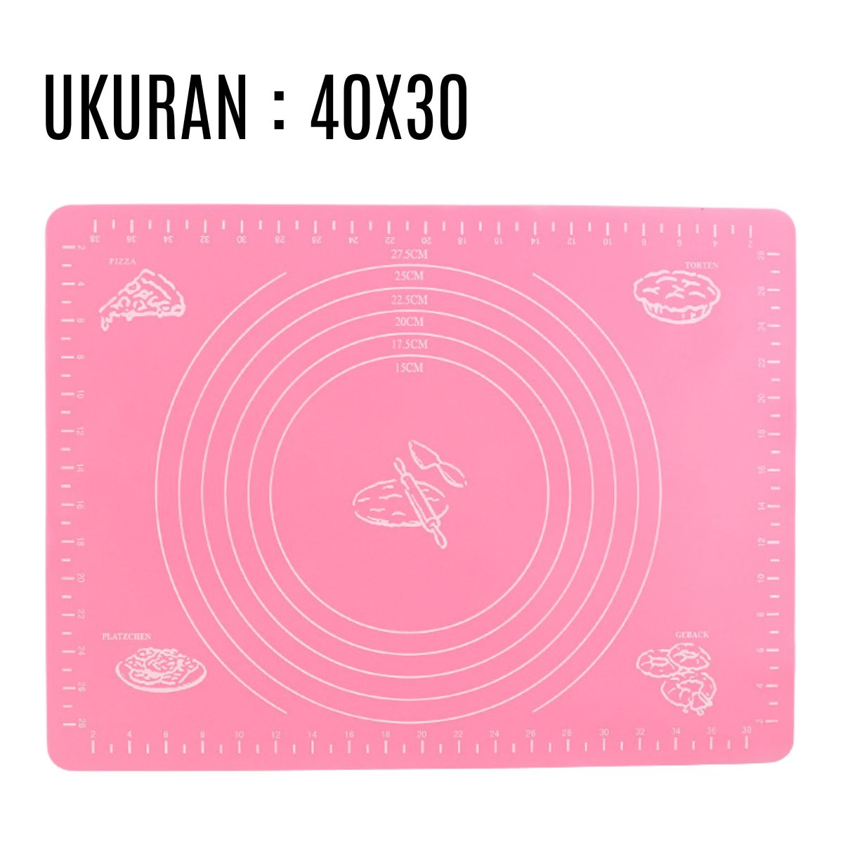 Alas Adonan Kue Silikon 40x50Cm Anti Lengket Baking Mat Tatakan Giling Roti Donut Pizza Silicone