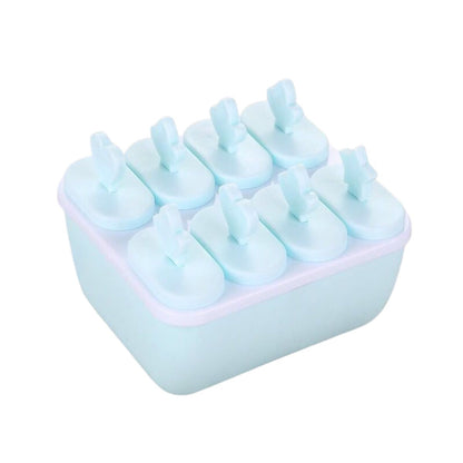 Cetakan Ice Cream 8 Slot Dengan Gagang / Alat Pencetak Puding Agar-agar Jelly Coklat Yogurt Es Krim Popsicle Ice Sorbet Loli Anti Pecah / Mold Stick With Handle / Wadah Tempat Cetak 8 Sekat Unik Bahan Plastik PP Food Grade Multifungsi