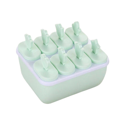 Cetakan Ice Cream 8 Slot Dengan Gagang / Alat Pencetak Puding Agar-agar Jelly Coklat Yogurt Es Krim Popsicle Ice Sorbet Loli Anti Pecah / Mold Stick With Handle / Wadah Tempat Cetak 8 Sekat Unik Bahan Plastik PP Food Grade Multifungsi