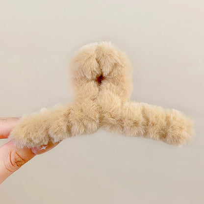 Jedai Rambut Bahan Bulu Lembut / Hair Clip Jepit Hiasan Kepala Anak Perempuan Ala Korea Warna-Warni / Aksesoris Fashion Jepitan Korean Style Bahan Tebal Anti Patah Styling Clip Acc Wanita Anak Dewasa Simple Elegan Cocok Untuk Pesta & Sehari-hari