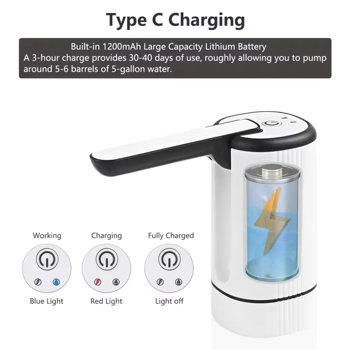 Pompa Galon Elektrik Lipat 1 Tombol Timer /Water Pump Electric/Dispenser Air Minum Pencet Portable