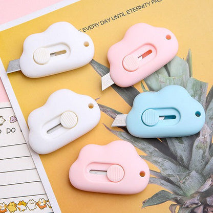 Pisau Cutter Mini Model Awan & Dolphin Alat Bantu Potong Kertas Plastik Unboxing Paket Perlengkapan ATK Sekolah Travel Size Cloud Shape Sliding Knife Kater Kecil Lucu Cuter