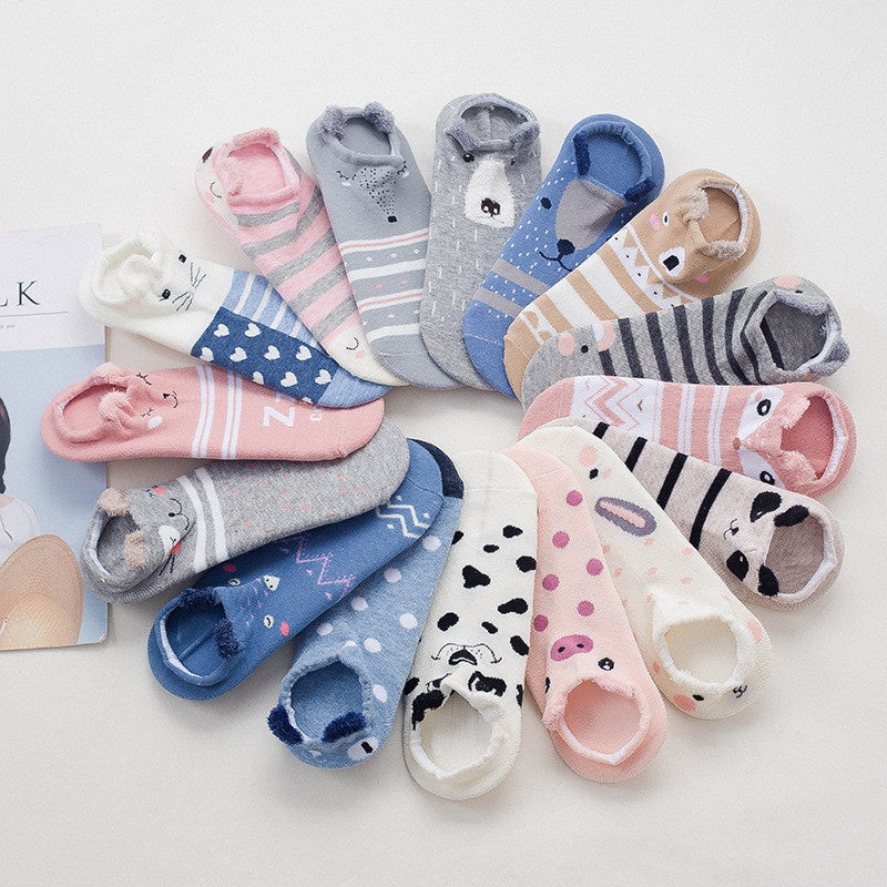 Kaos Kaki Pendek Karakter Hewan Motif Kuping Lucu / Socks Alas Sepatu Kaus Semata Kaki Lembut Nyaman Korean Fashion Wanita Anak Remaja Pelindung Jari Tumit Kaki Anti Lecet Cute Animal