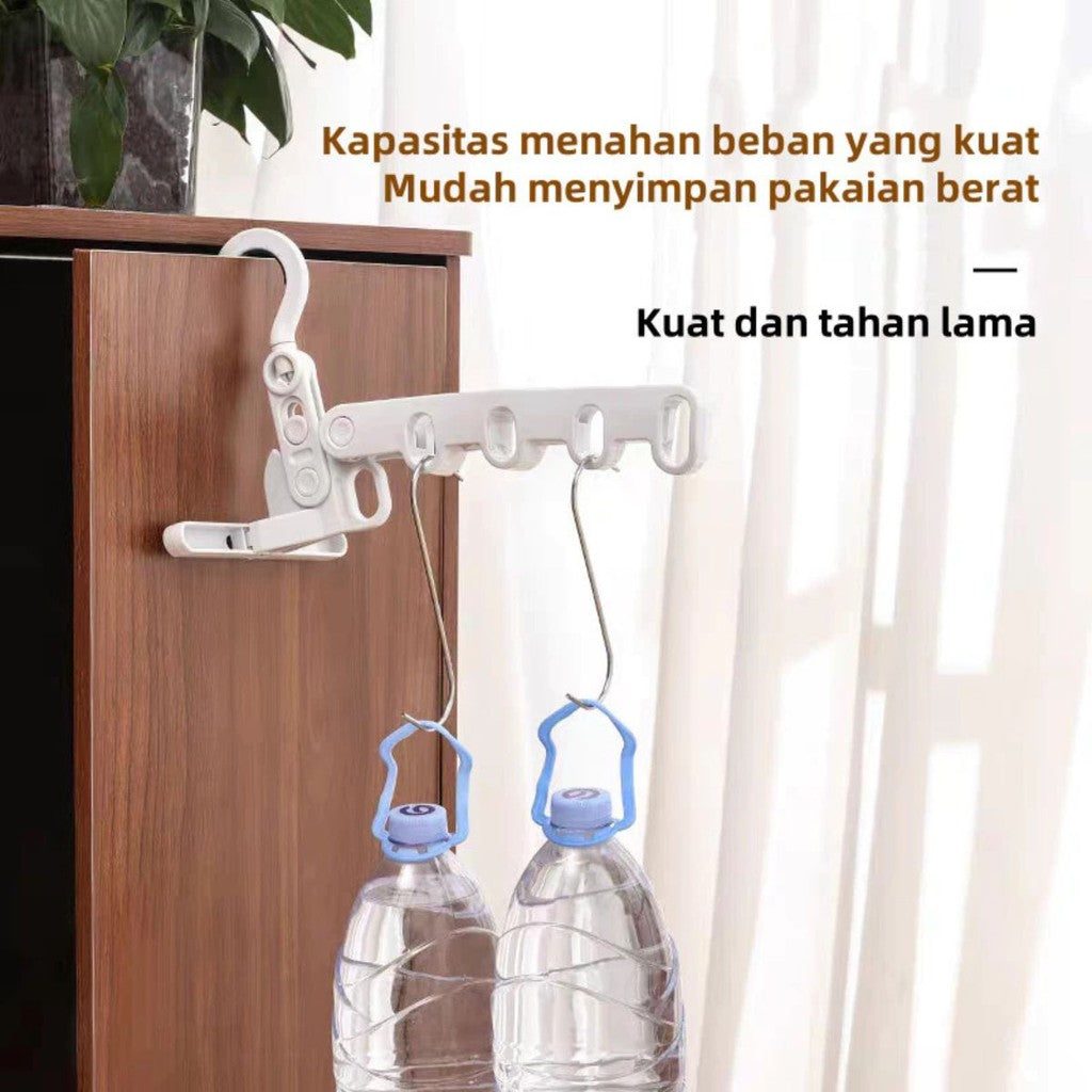 Gantungan Baju Lipat 5 Lubang / Magic Hanger Plastik / Rak Cantolan Gantung Pakaian Celana Serbaguna