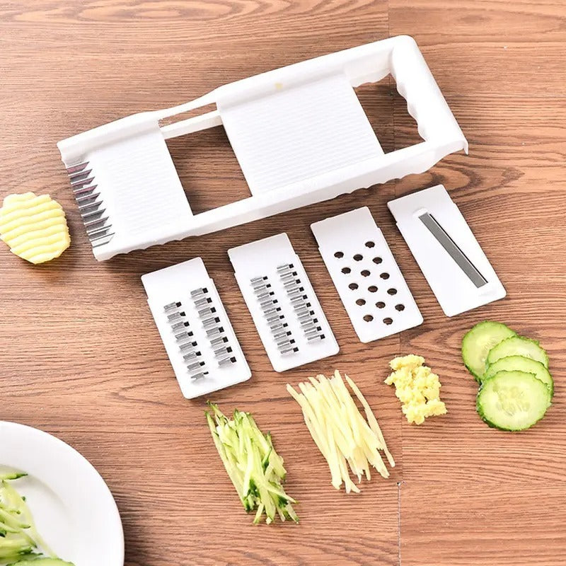 Parutan Serbaguna 4in1 / Alat Pengiris Garnish Buah Sayur Wortel Ketang Timun Praktis / Fruit and Vegetables Slicer Pisau Parut Bentuk Persegi Panjang Bunga Gelombang Perlengkapan Dapur Multifungsi