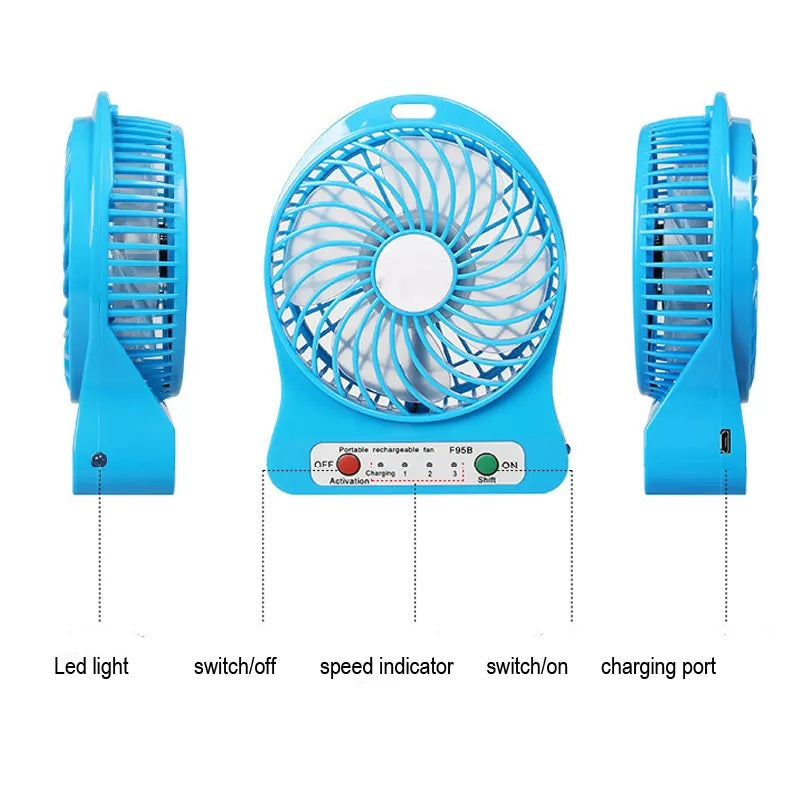 Kipas Angin Mini Portable Rechargeable Handy Fan USB With 3 Speed Mode