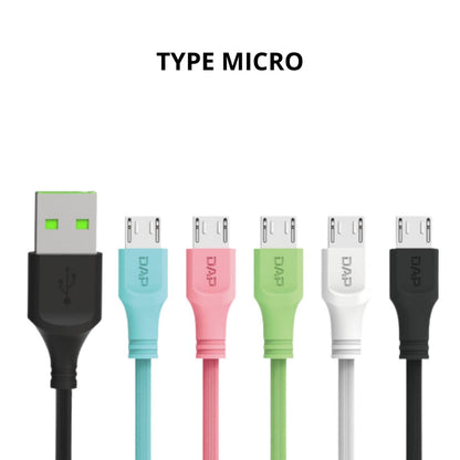 [MA] Kabel Data DAP D-B01M Micro USB 100Cm - Cable Charger Casan Fast Charging 2.1A Cable Transmission 1M High Speed Bentuk Bulat 1 Meter Transfer 480 mbps warna Macaron Pastel Hijau Biru Ungu Pink Putih Hitam