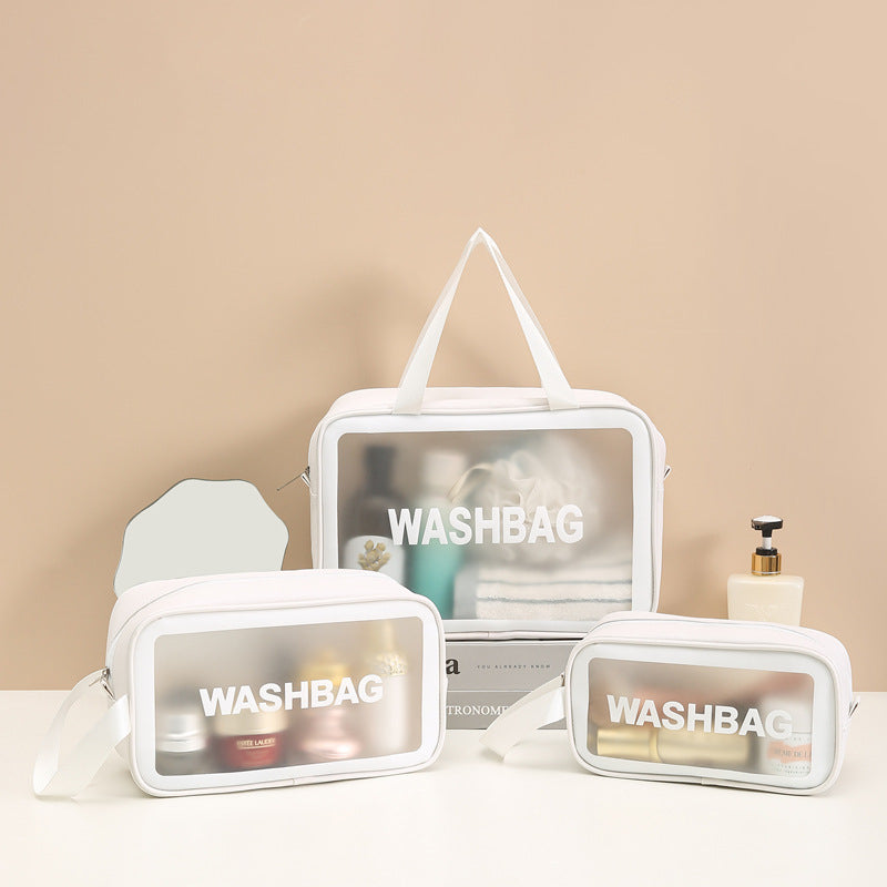 TAS WASHBAG WATERPROOF / Travel Bag Organizer Anti Air Tempat Kosmetik Alat Mandi Perlengkapan Make-up Peralatan Gadget Aksesoris Transparent Bening