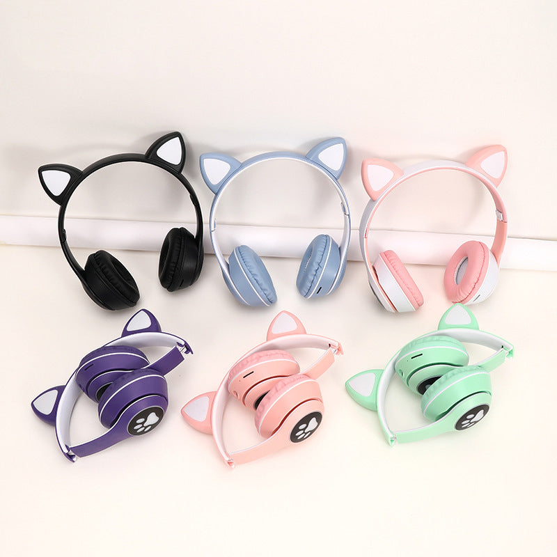 Headphone Bluetooth MZ-023 LED Telinga Kucing Headset Bando Wireless Portable Cute Cat Audio Stereo Super Bass Earphone Music Gaming