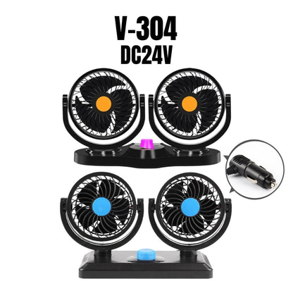 Kipas Angin Mobil V-303 / V-304 Car Cooling Double Headed Fan 360 Degree Rotatable / Kipas Pendingin Udara Mobil Aksesoris Interior Air Conditioner AC Mini Tempel Dashboard