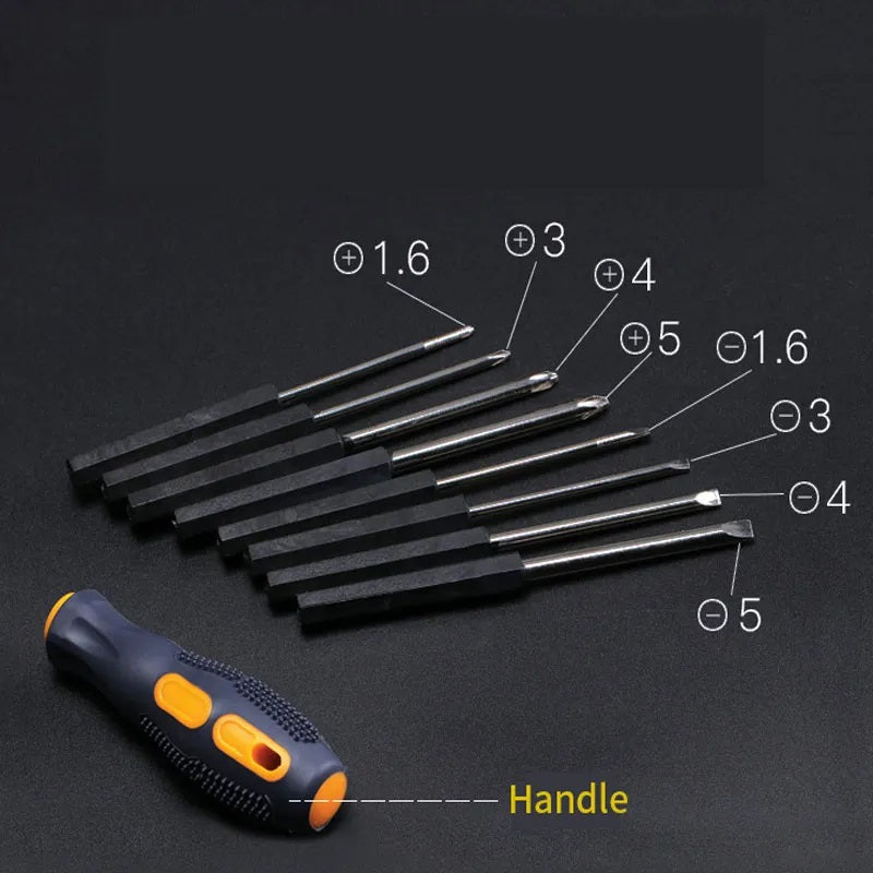 Obeng Set 9in1 Minus Plus U / Tool Kit Alat Pembuka Skrup Baut Jam Tangan Laptop Kamera Drone PDA Komputer PSP PC / Screwdriver Bits Tools 9Pcs / Mata Obeng Peralatan Perkakas Tangan Untuk Alat Bengkel Elektronik Serbaguna Sekrup