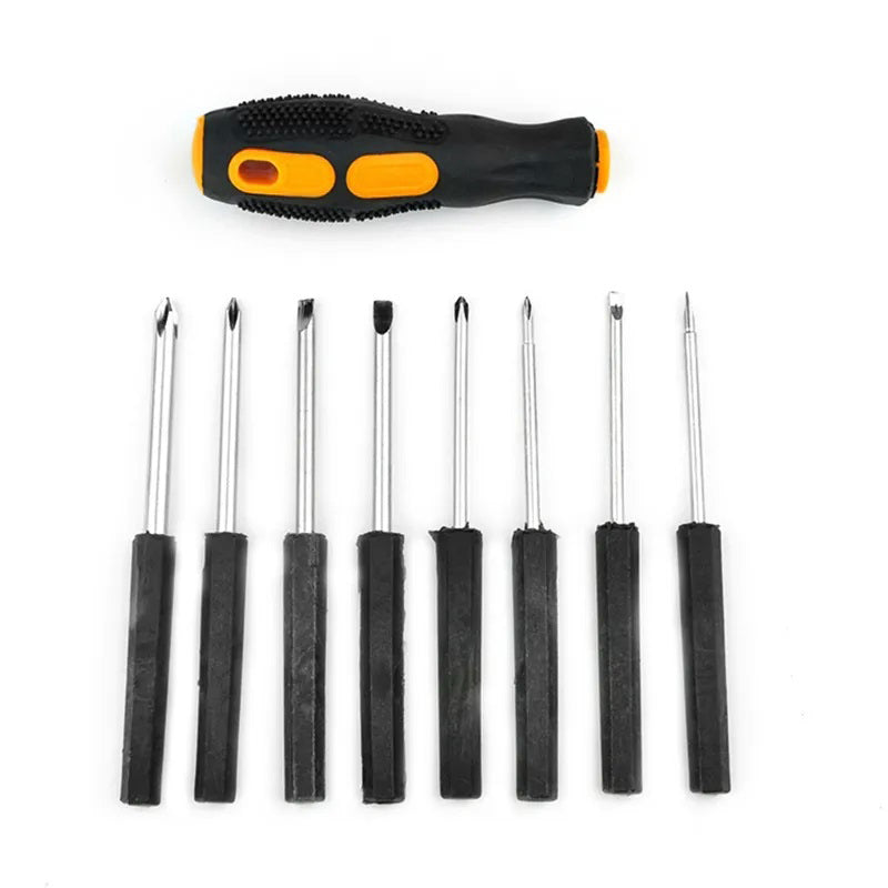 Obeng Set 9in1 Minus Plus U / Tool Kit Alat Pembuka Skrup Baut Jam Tangan Laptop Kamera Drone PDA Komputer PSP PC / Screwdriver Bits Tools 9Pcs / Mata Obeng Peralatan Perkakas Tangan Untuk Alat Bengkel Elektronik Serbaguna Sekrup