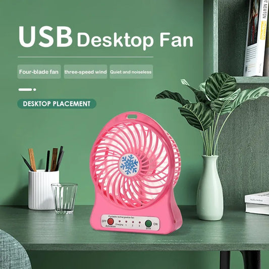 Kipas Angin Mini Portable Rechargeable Handy Fan USB With 3 Speed Mode