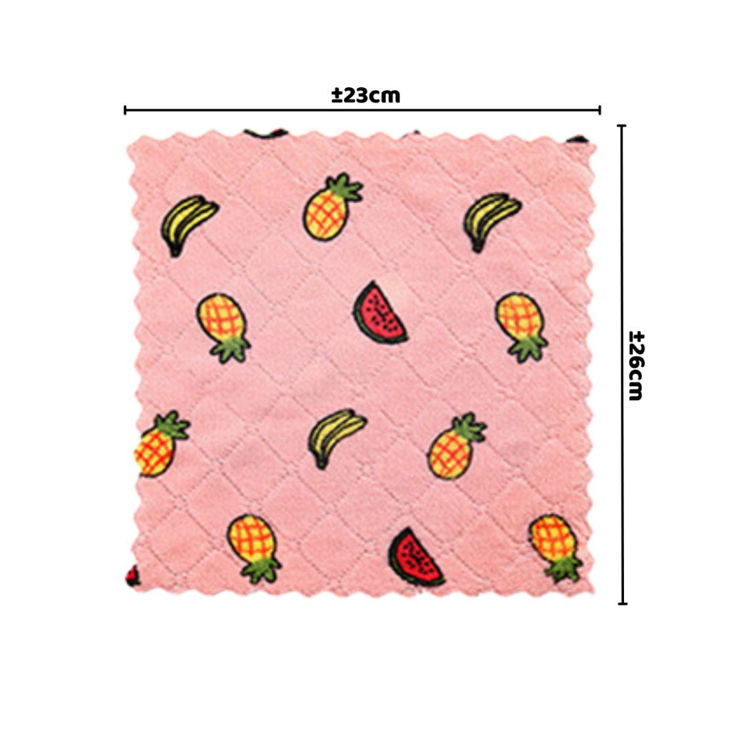 Kain Lap Dapur Motif Anti Minyak 26X23cm Microfiber / Lap Pembersih Kompor Meja Piring Gelas Dinding / Dish Towel Super Halus Dan Lembut Serap Air / Serbet Gambar Lucu Serbaguna