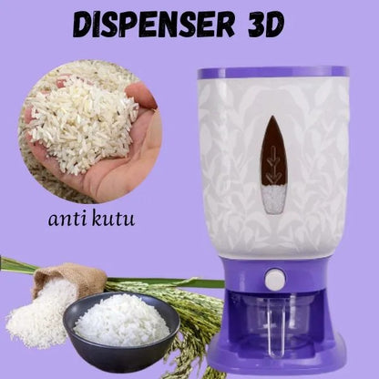 Rice Box Dispenser Beras Otomatis 3D FREE Cup 12L 10Kg / Wadah Penyimpanan Kacang Sereal Makanan Anti Kutu Hama Tidak Lembab Tahan Jamur / Storage Container Dengan Pengering Food Grade Peralatan Dapur Praktis Dapat Cangkir Gleas UkurSerbaguna